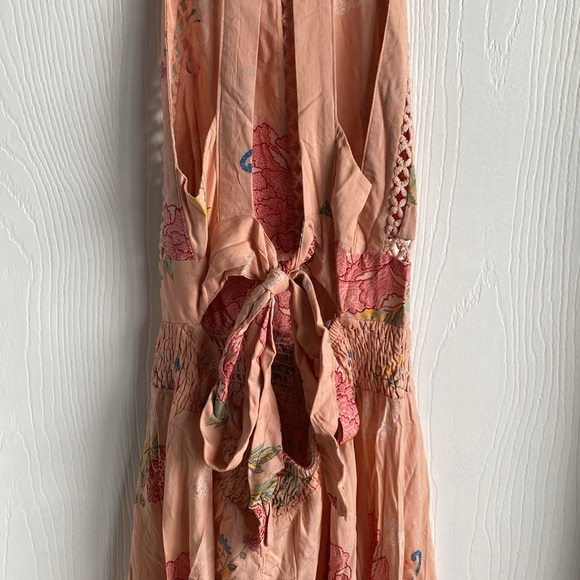 Beautiful Peach Floral High Neck Dress - Picture 8 of 9